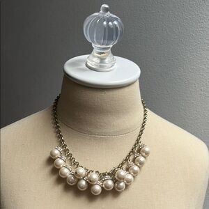 J. Crew Cream Pearl Necklace with Silver Chain